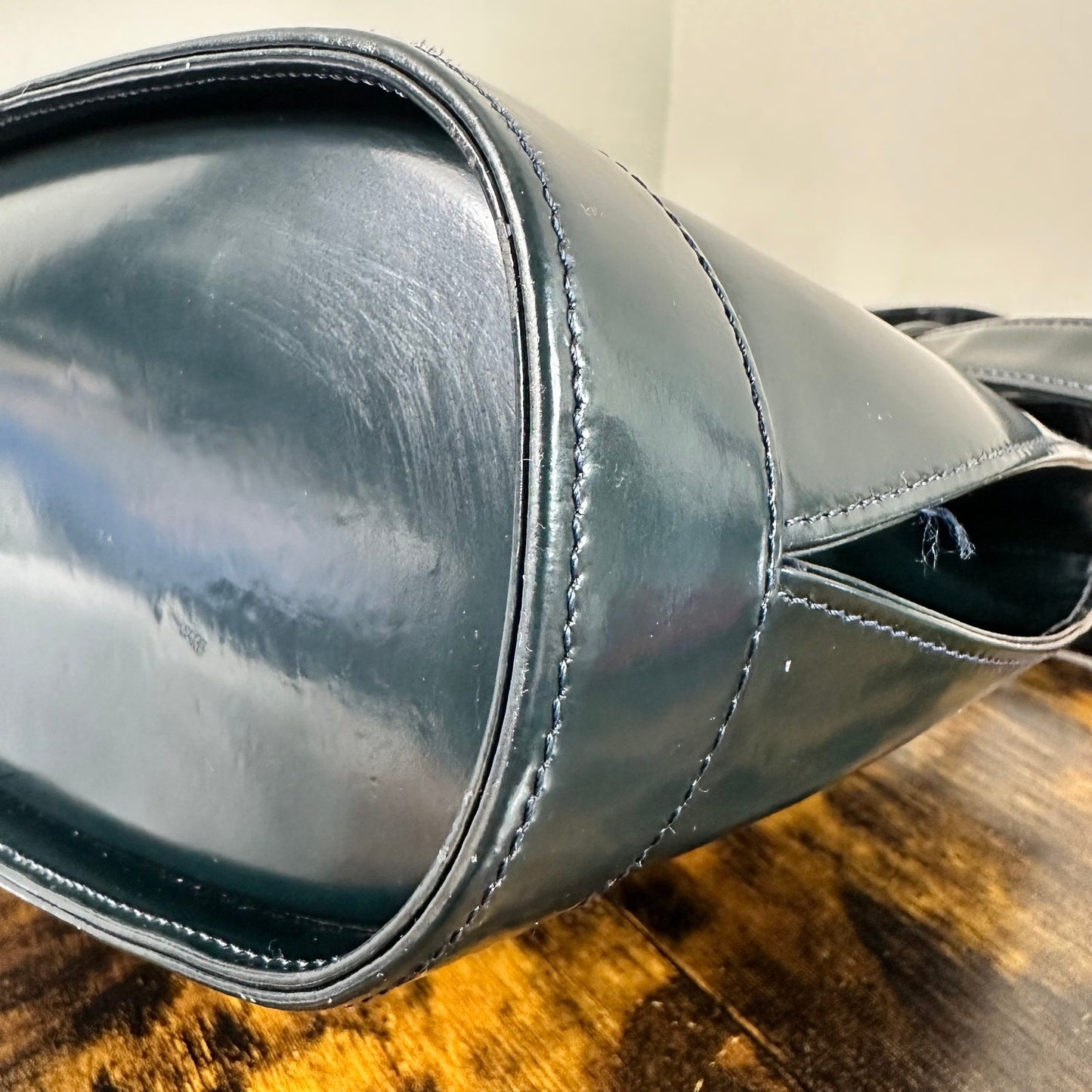 Gianni Versace Medusa Teal Patent Leather Shoulder Bag Vintage Authentic