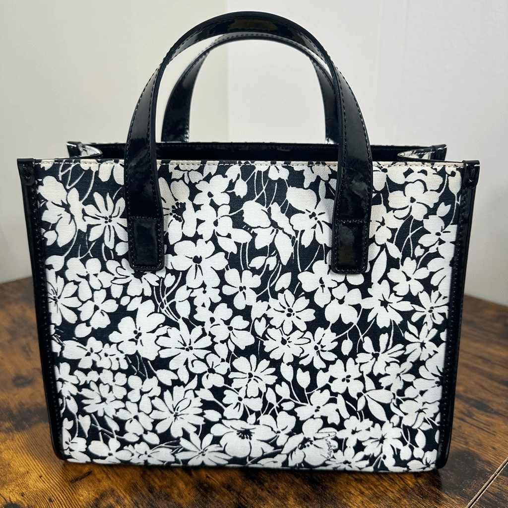 Burberry Vintage Floral Tote Bag Black White