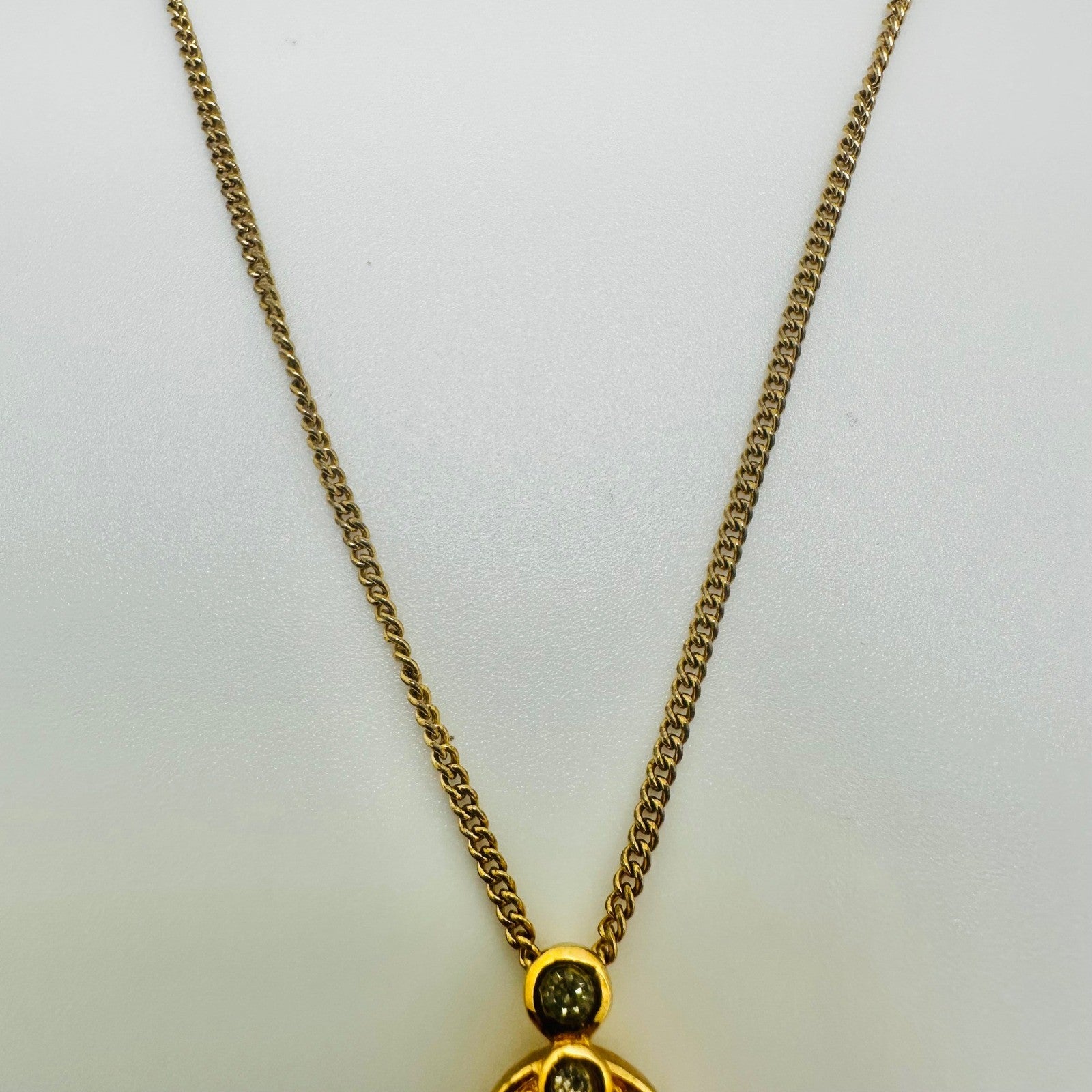 Christian Dior Gold Tone Crystal Pendant Necklace Designer Jewelry