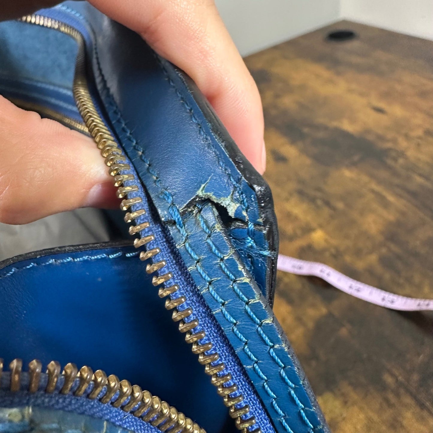 Louis Vuitton Epi Leather Saint Jacques Shoulder Bag Blue Vintage Authentic