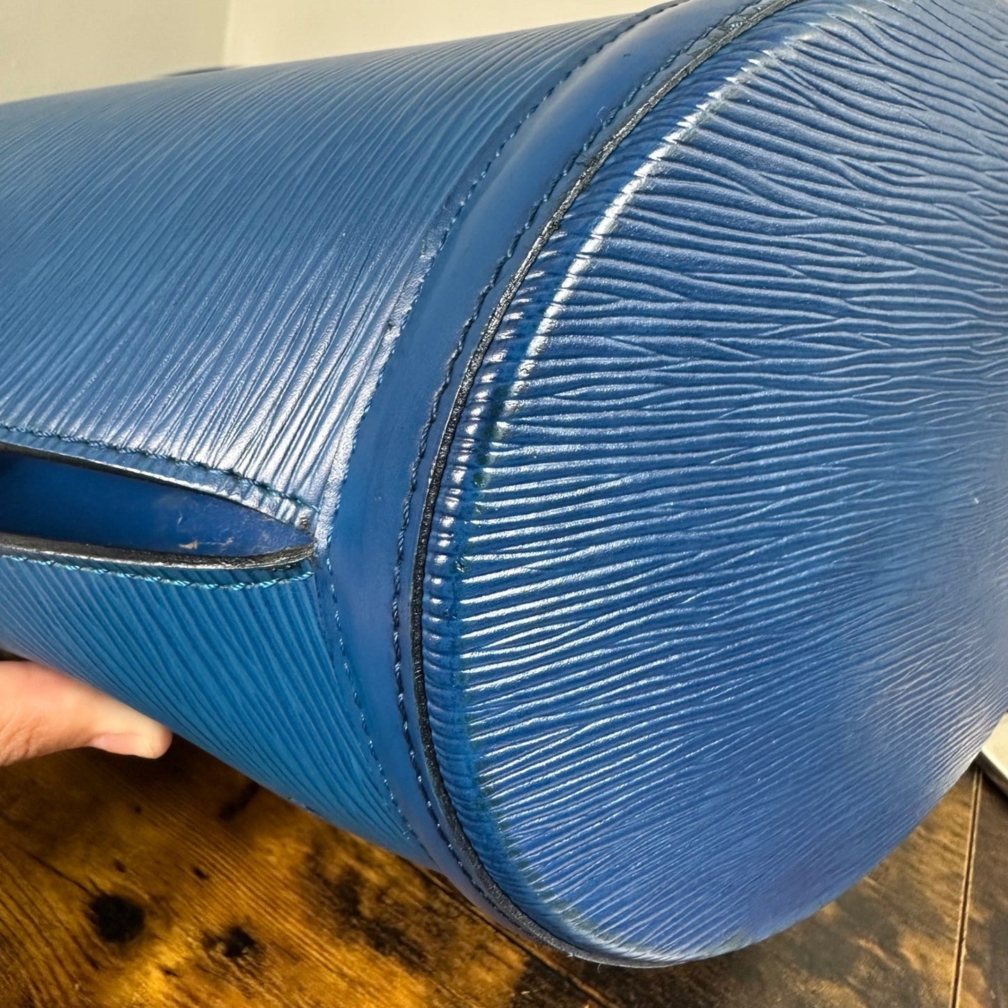 Louis Vuitton Epi Leather Saint Jacques Shoulder Bag Blue Vintage Authentic