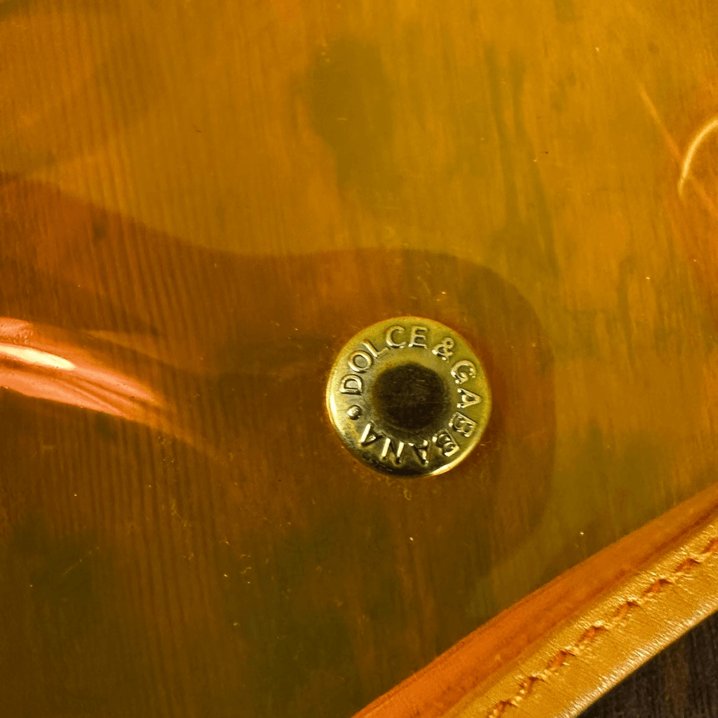 Dolce & Gabbana D&G Rhinestone Embellished Clear Orange Vinyl Tote Bag