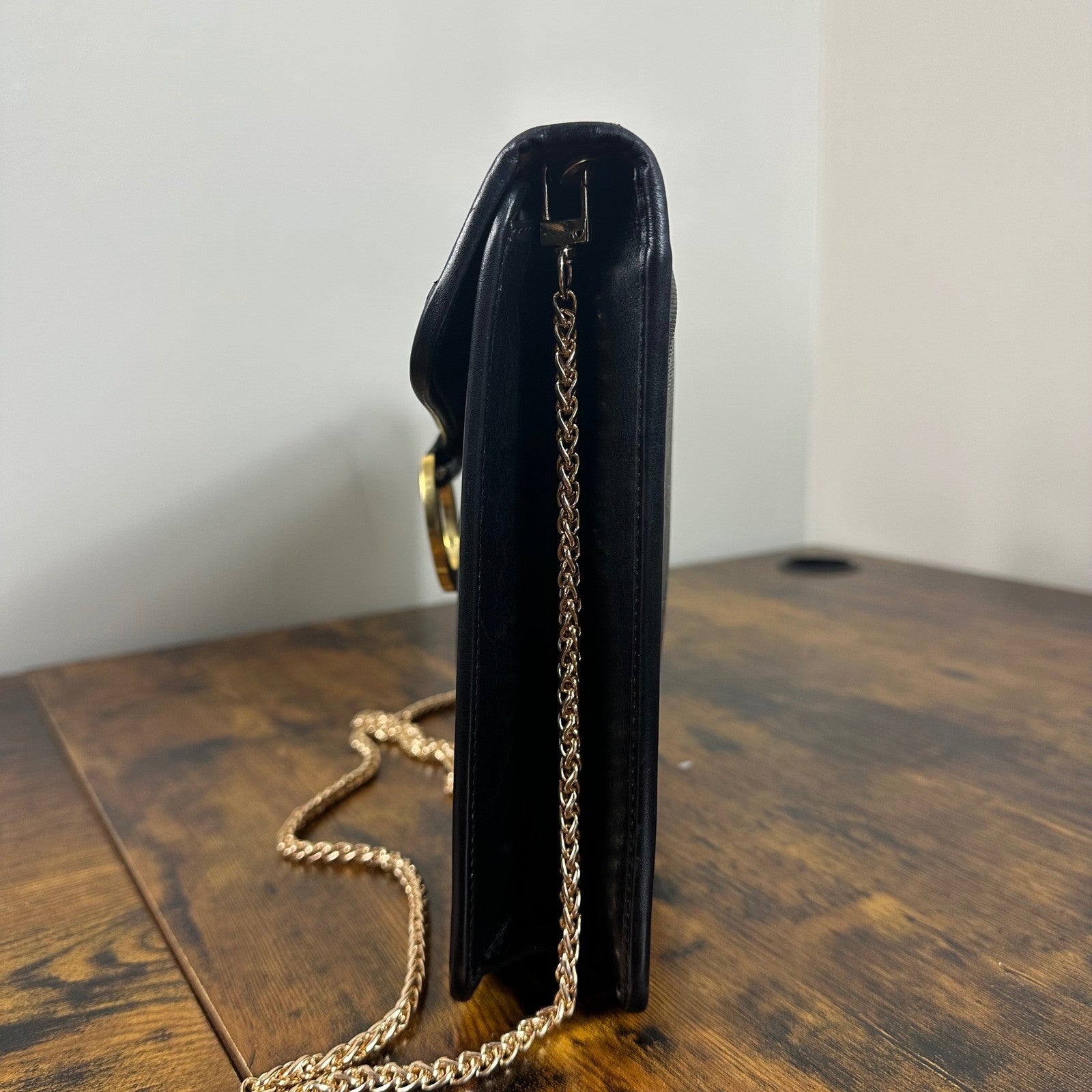 Vintage Christian Dior Monogram Chain Shoulder Bag Black Clutch