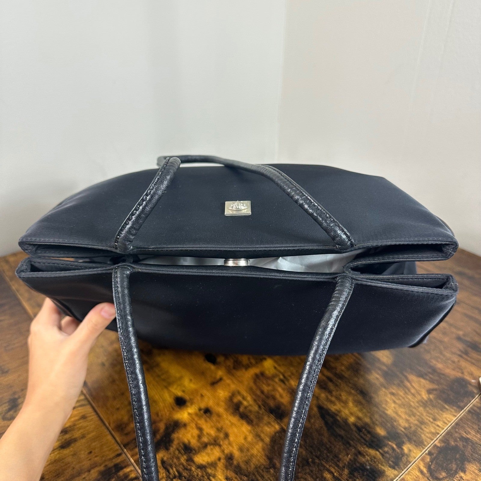 Gianni Versace Black Nylon Medusa Logo Tote Bag Made in Italy Authentic Vintage