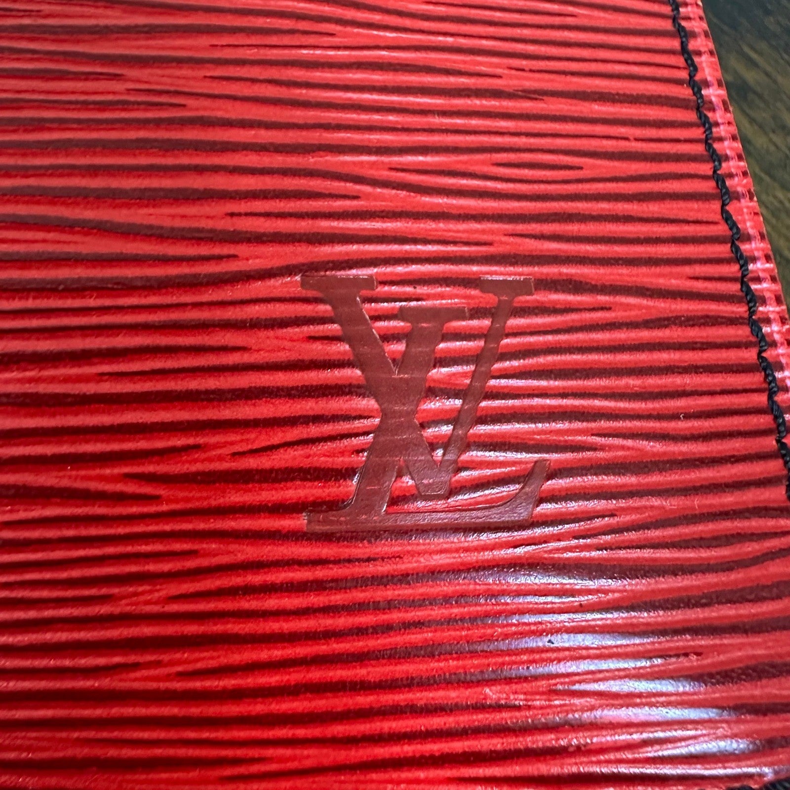 Louis Vuitton Epi Leather Porte Documents Clutch Case Red Authentic Vintage