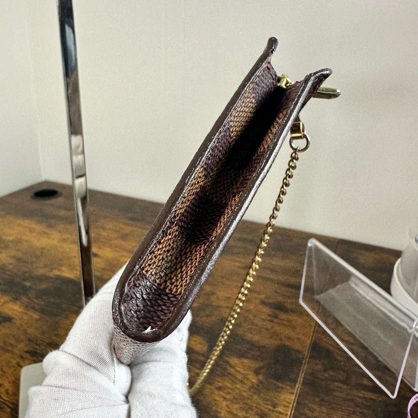 Louis Vuitton Damier Ebene Canvas Accessories Pochette Pouch Bag Mini