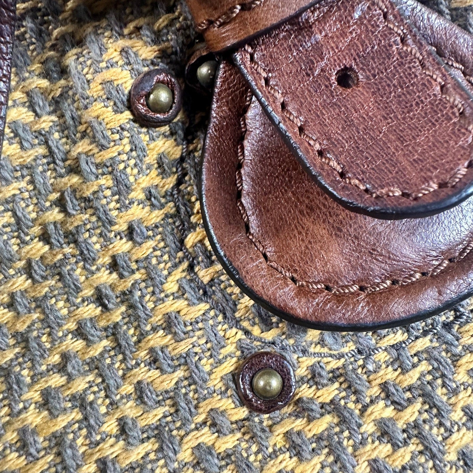 Vintage Chloe Paddington Leather & Tweed Satchel Bag Large 