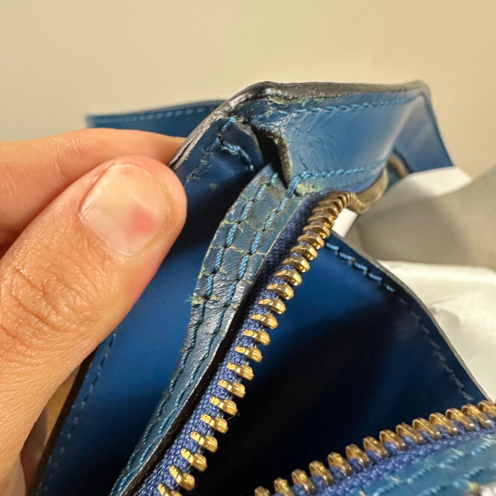 Louis Vuitton Epi Leather Saint Jacques Shoulder Bag Blue Vintage Authentic