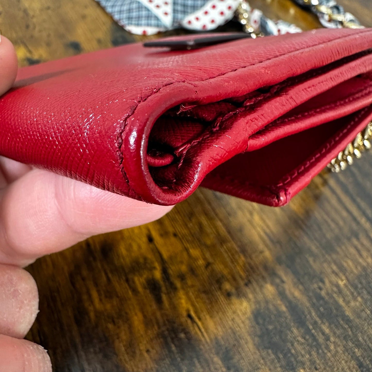 Rare Salvatore Ferragamo "Love" Compact Wallet Red Leather