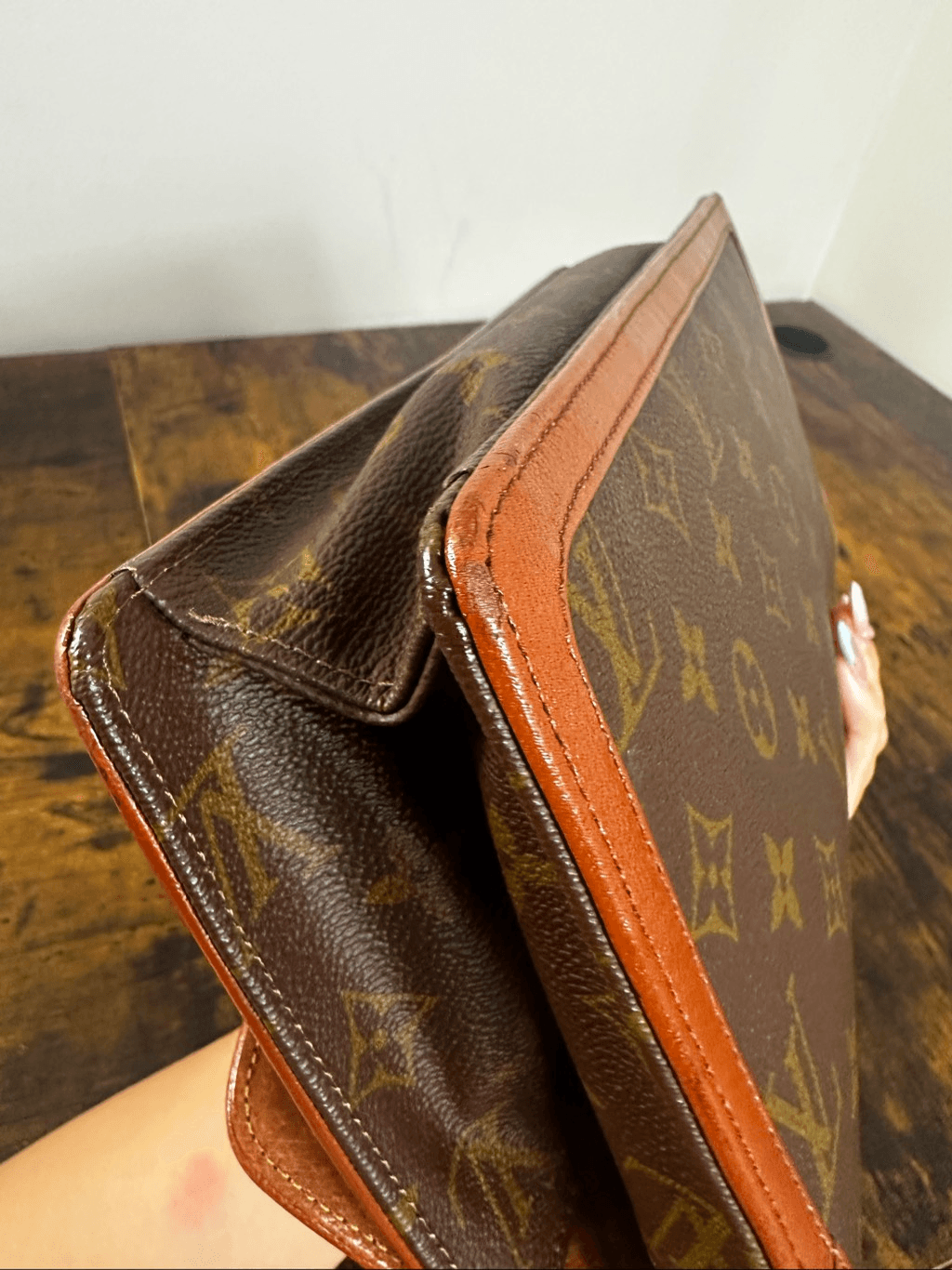 Louis Vuitton Vintage Bag Pochette Dame Clutch Brown Monogram