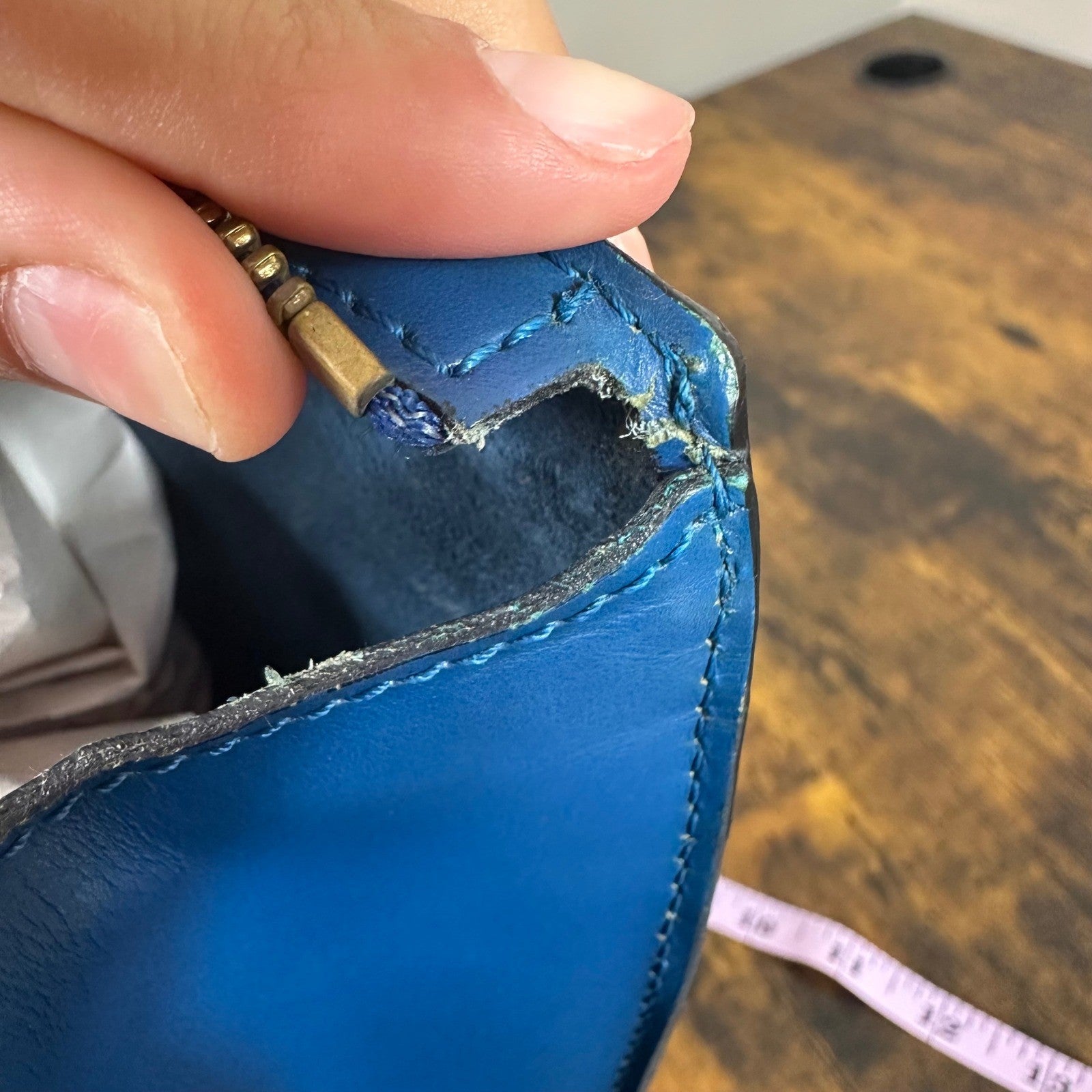 Louis Vuitton Epi Leather Saint Jacques Shoulder Bag Blue Vintage Authentic