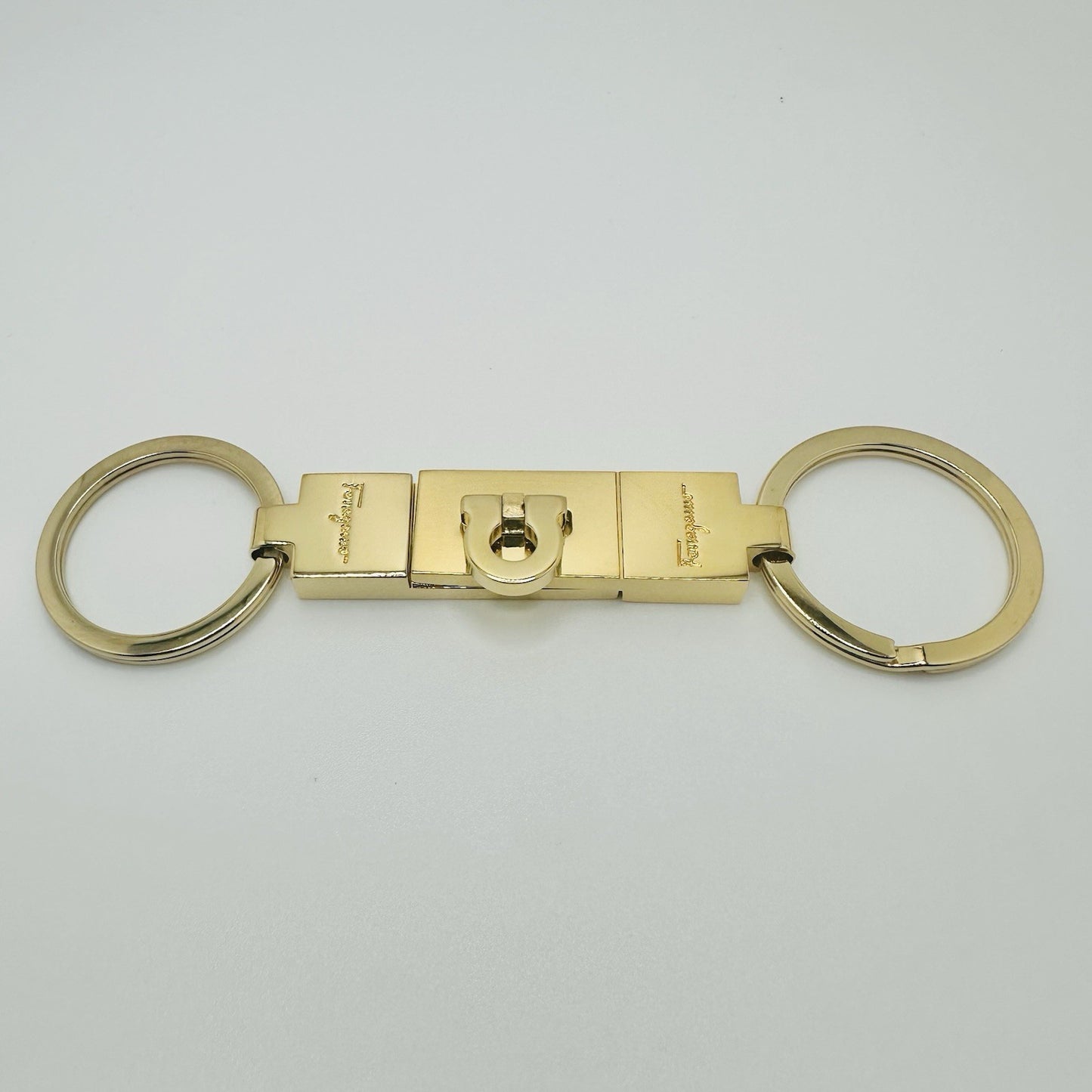 Salvatore Ferragamo Gancini Gold Tone Key Ring Detachable