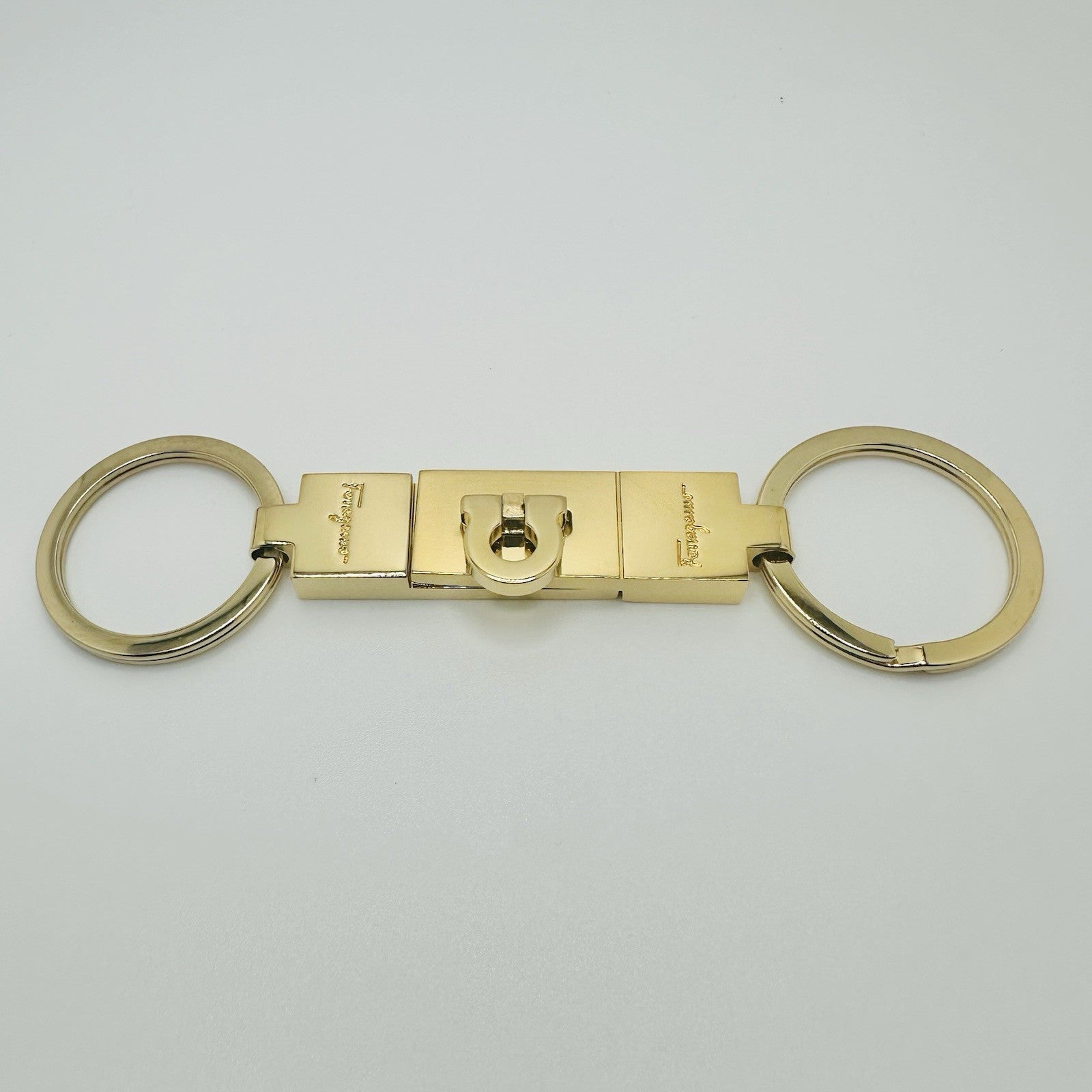 Salvatore Ferragamo Gancini Gold Tone Key Ring Detachable
