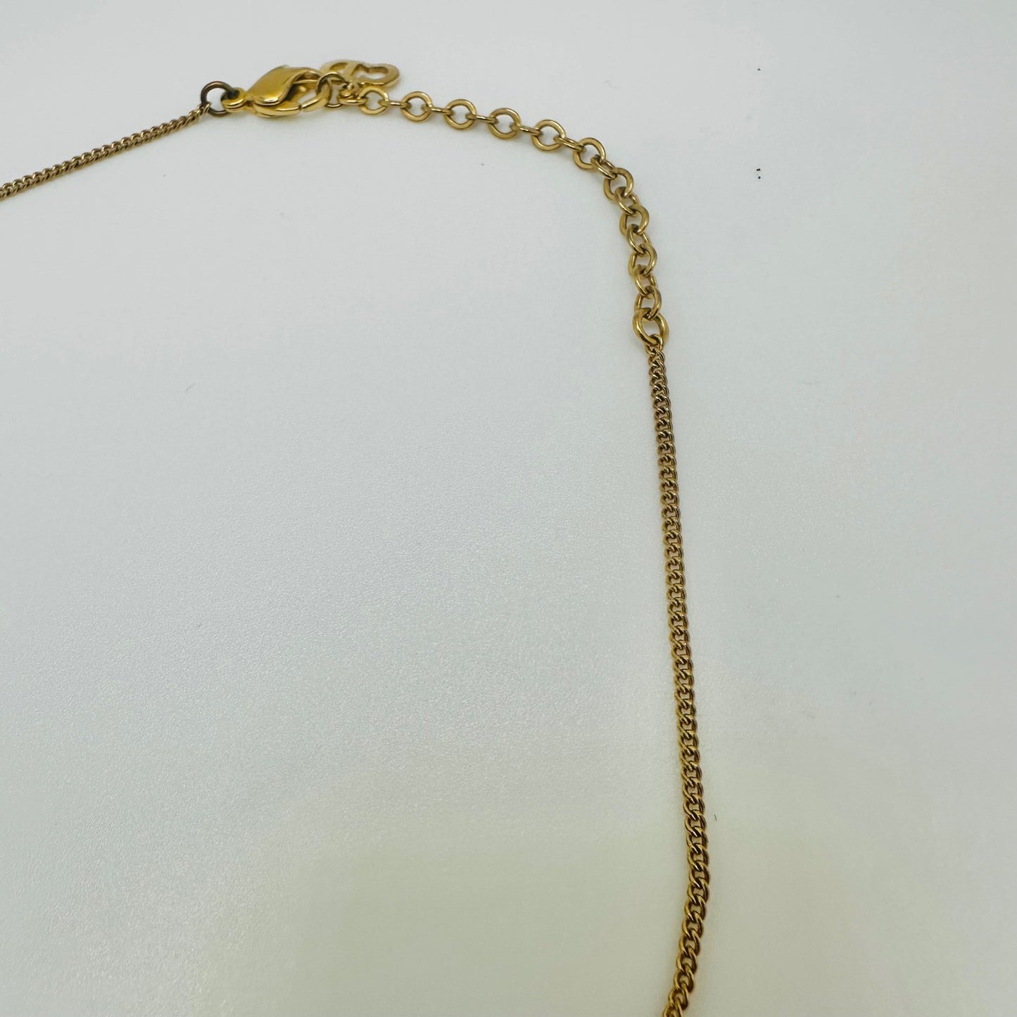 Christian Dior Gold Tone Crystal Pendant Necklace Designer Jewelry