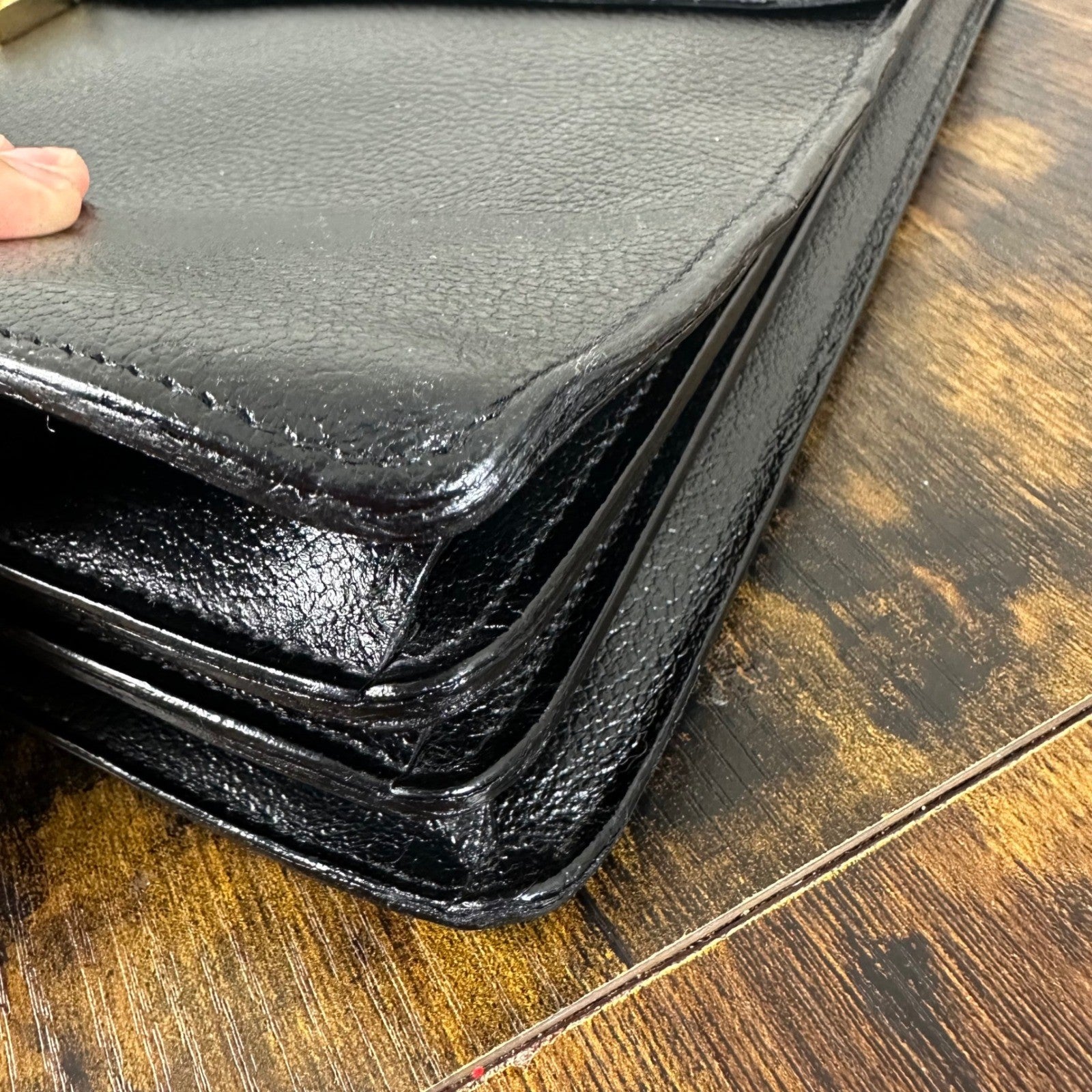 Salvatore Ferragamo Leather Briefcase Black Gold Hardware Made in Italy Business