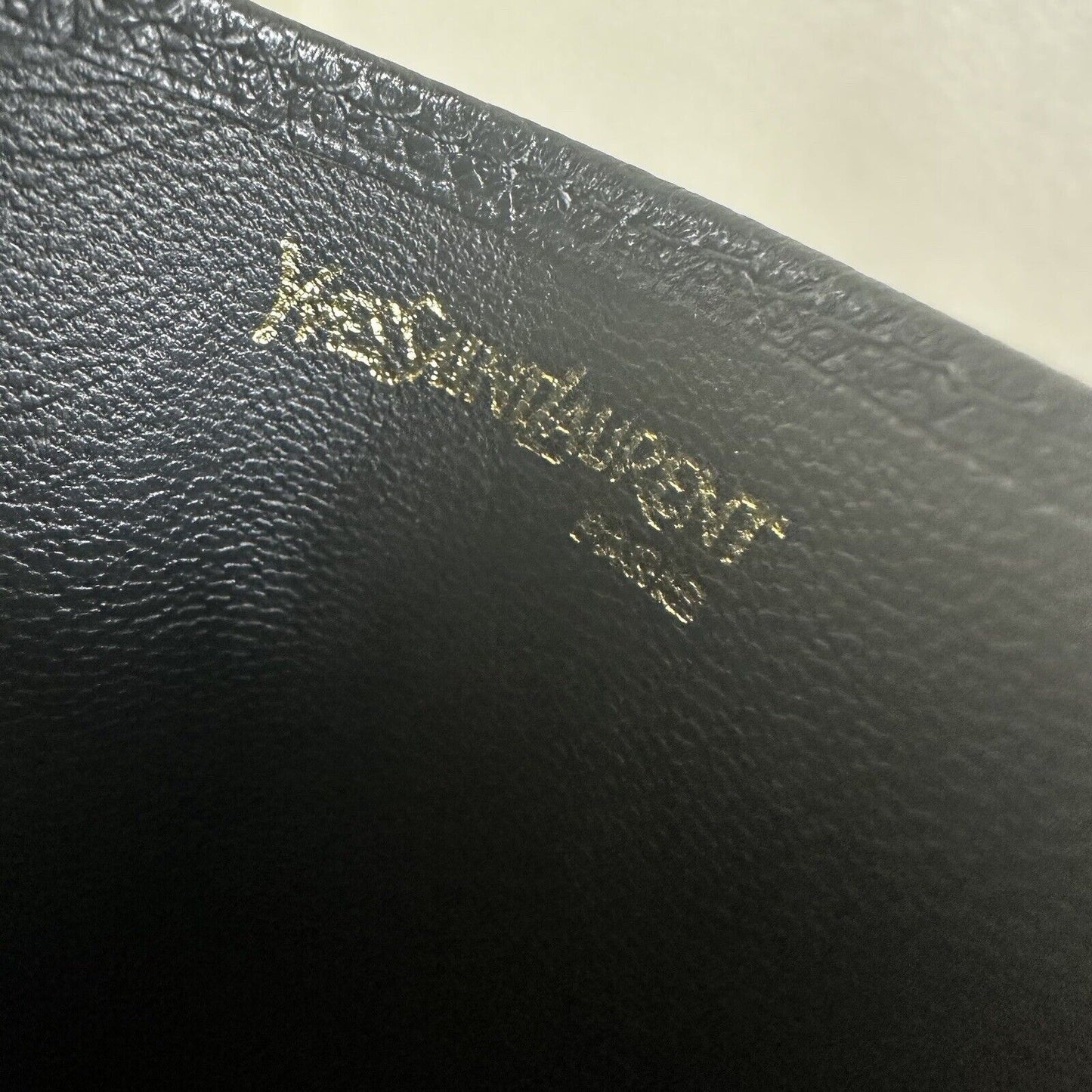 Yves Saint Laurent YSL Card Case Leather Black Logo Authenticated W/ COA Vintage