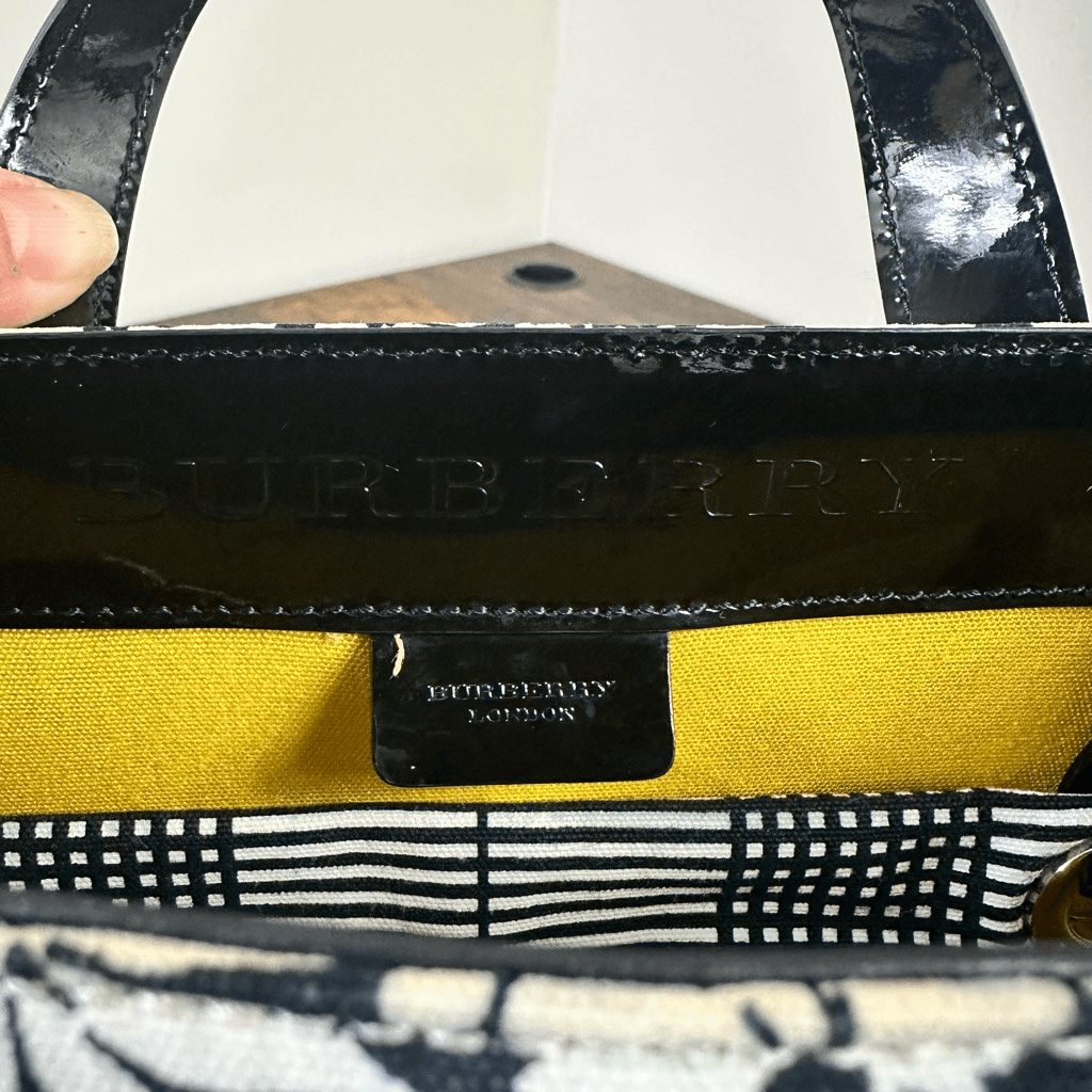 Burberry Vintage Floral Tote Bag Black White