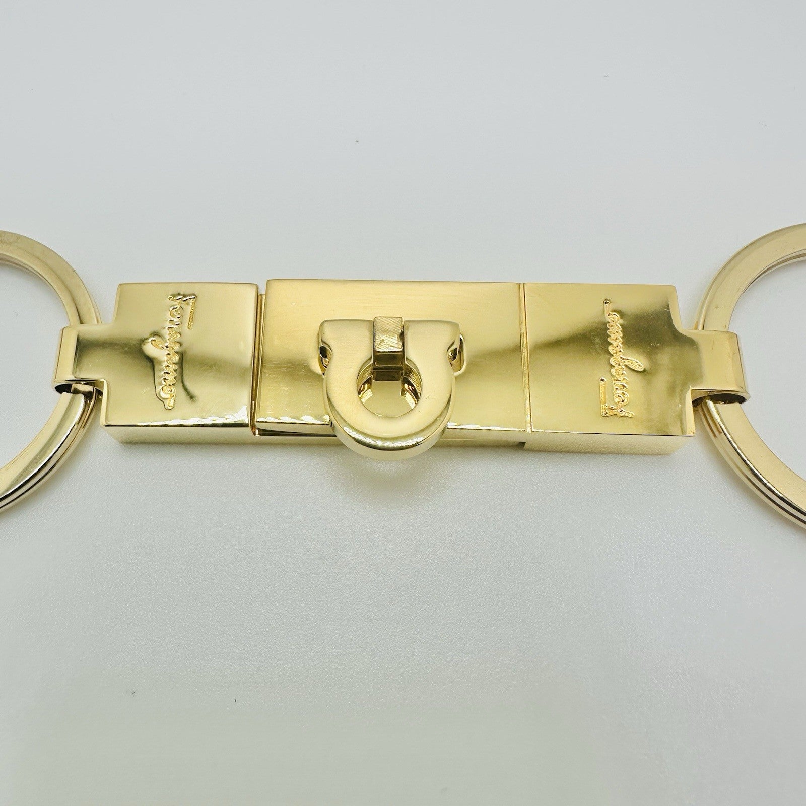 Salvatore Ferragamo Gancini Gold Tone Key Ring Detachable