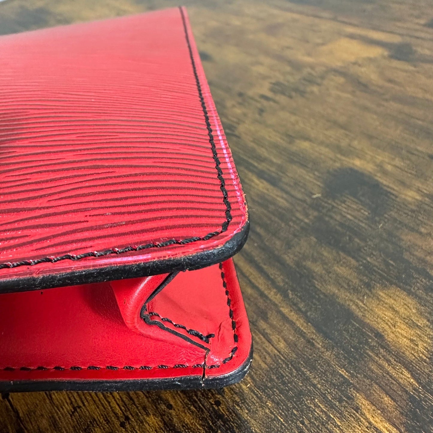 Louis Vuitton Epi Leather Porte Documents Clutch Case Red Authentic Vintage