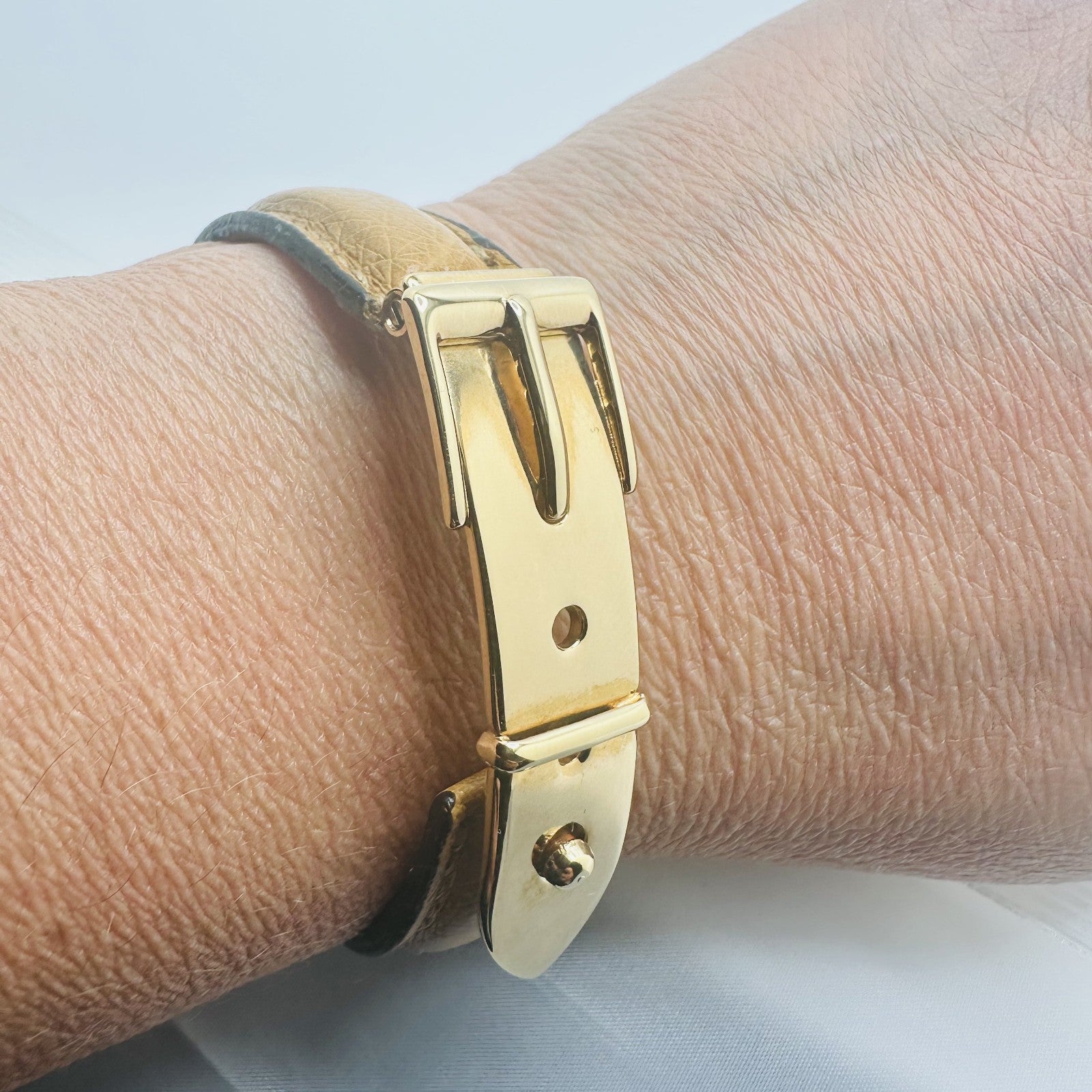 Gucci Brown Gold Belt Motif Leather Fashion Bracelet Jewelry Italian Designer