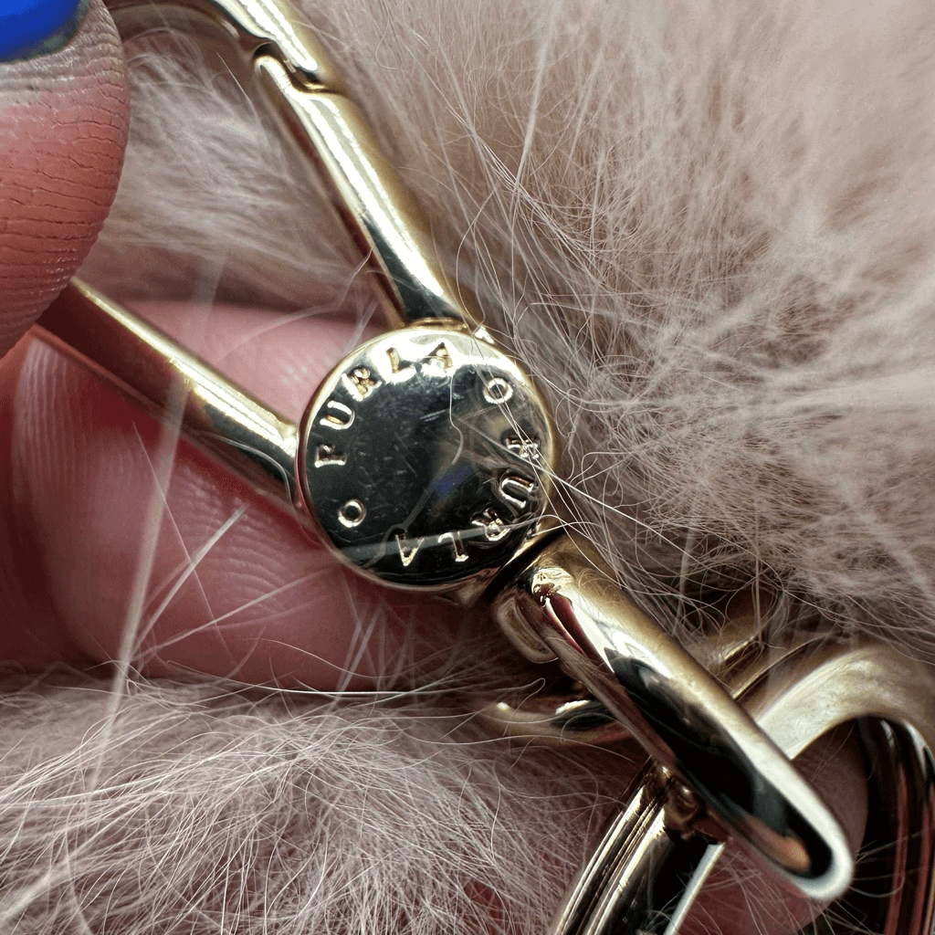 Furla Pink Rabbit Fur Pom Pom Key Ring Bag Charm