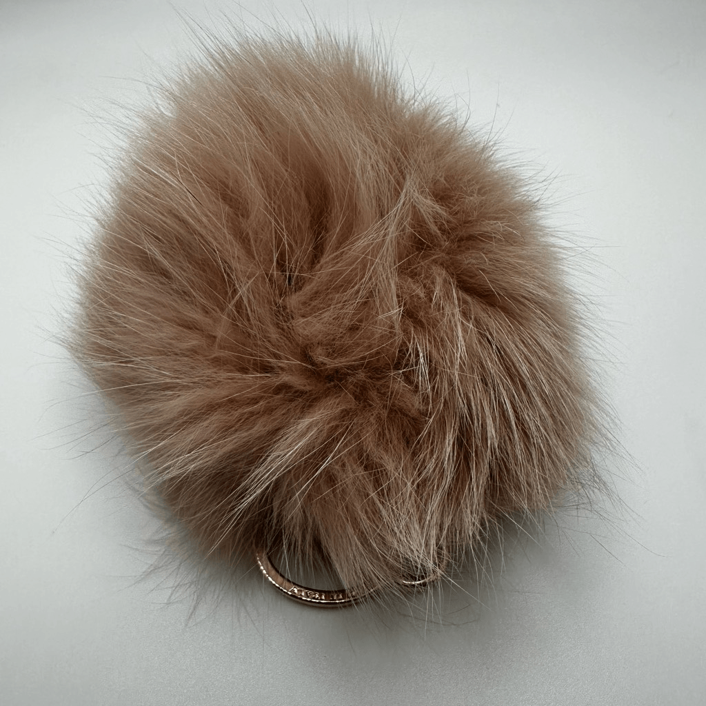 Furla Pink Rabbit Fur Pom Pom Key Ring Bag Charm