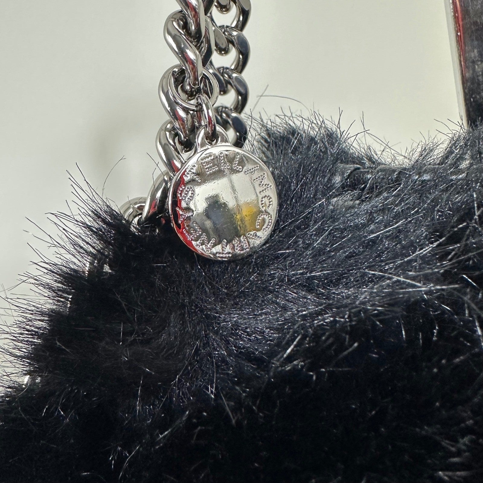 Stella McCartney Fur Free Fur Black Quilted Chain Shoulder Bag