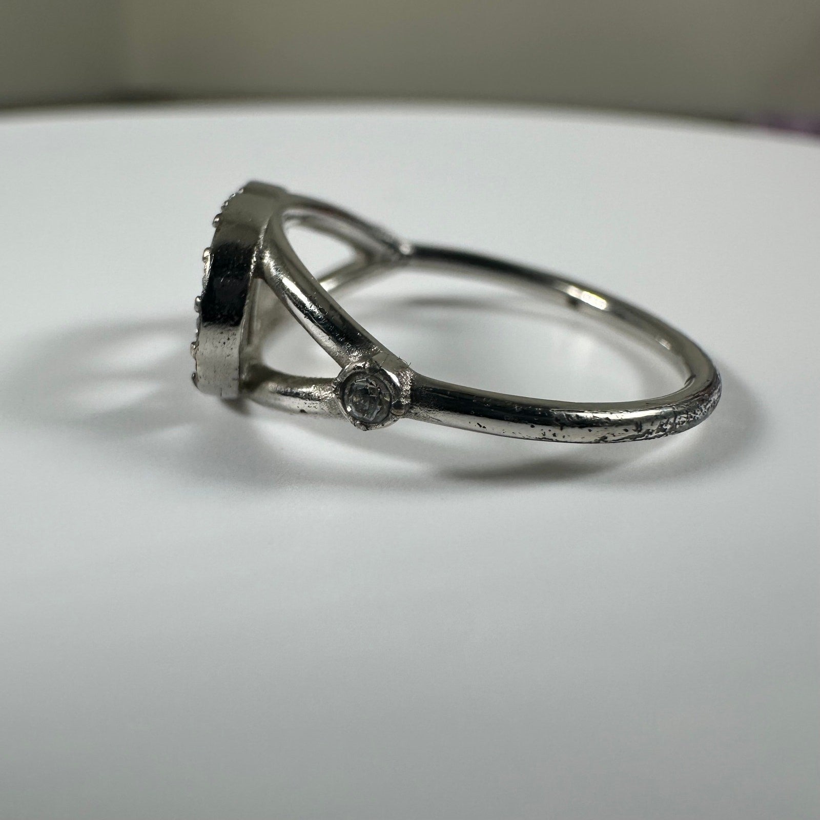 Authentic Christian Dior CD Logo Ring with Rhinestones