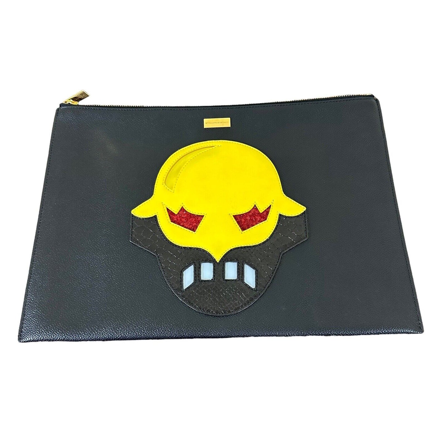 Stella McCartney Super Heroes Faux Leather Clutch Bag Authenticated w/ COA Black