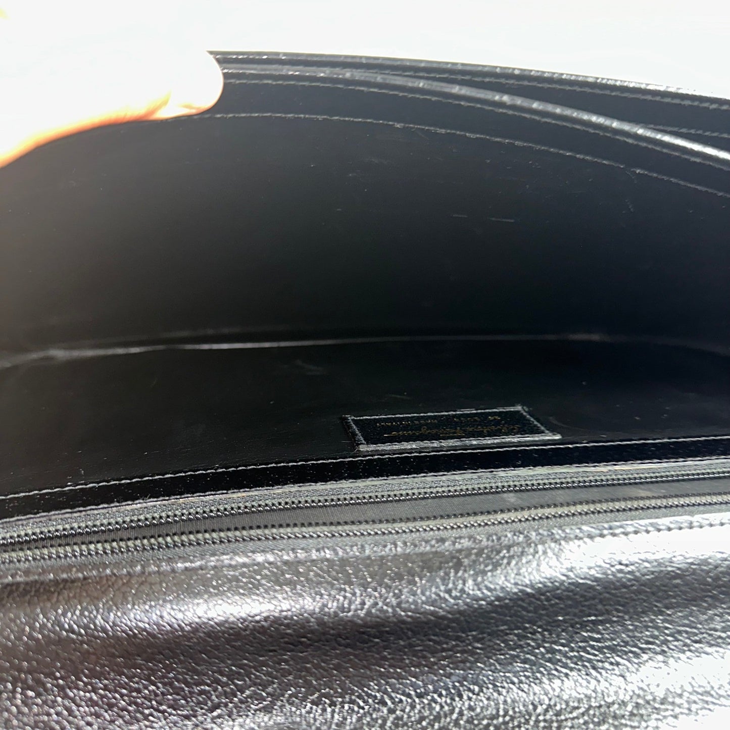 Salvatore Ferragamo Leather Briefcase Black Gold Hardware Made in Italy Business