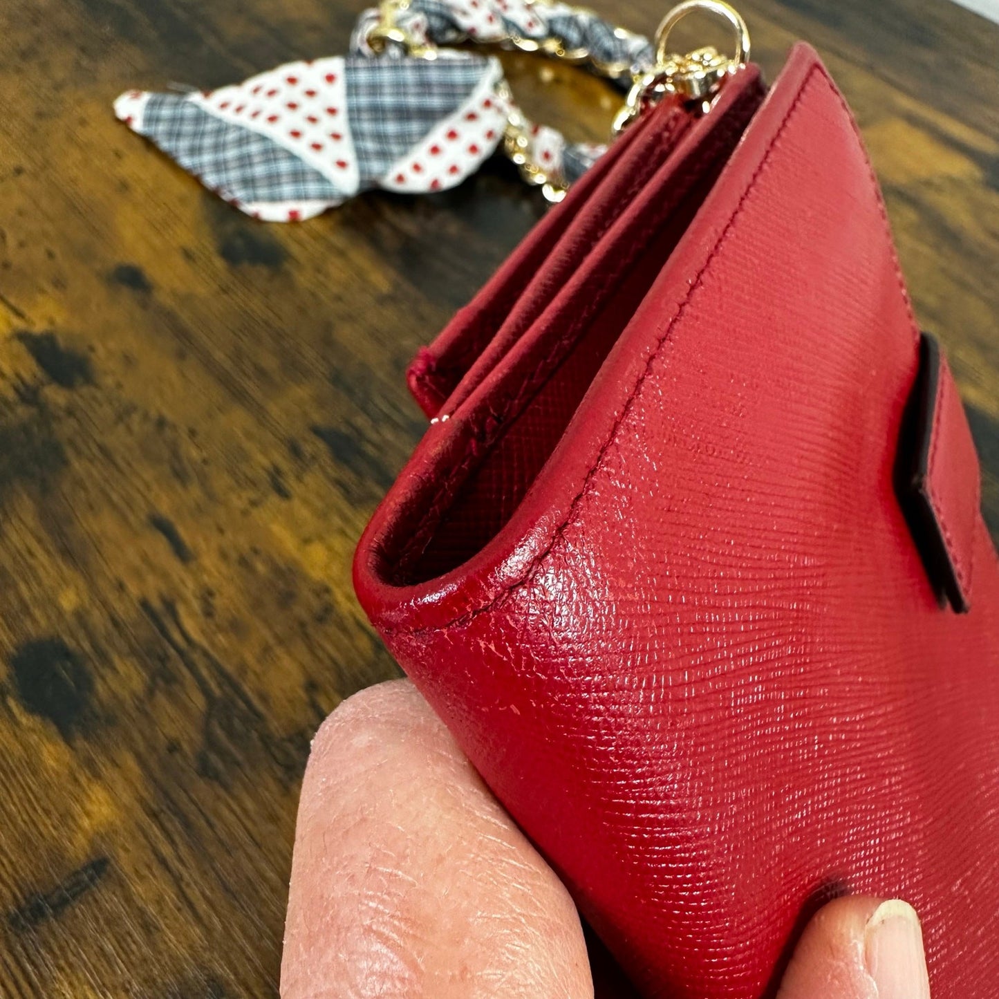 Rare Salvatore Ferragamo "Love" Compact Wallet Red Leather