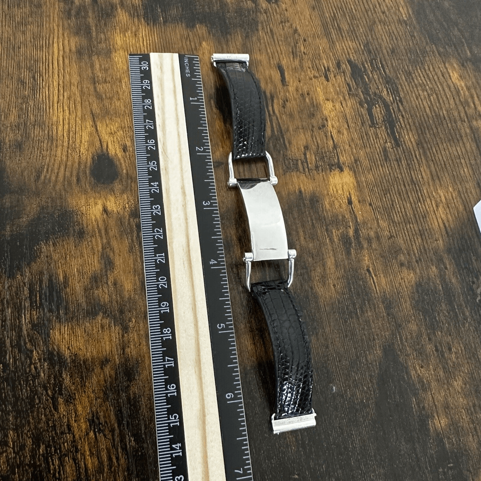 Celine Plaque Bracelet In Lizard And Brass With Certificate Of Authenticity