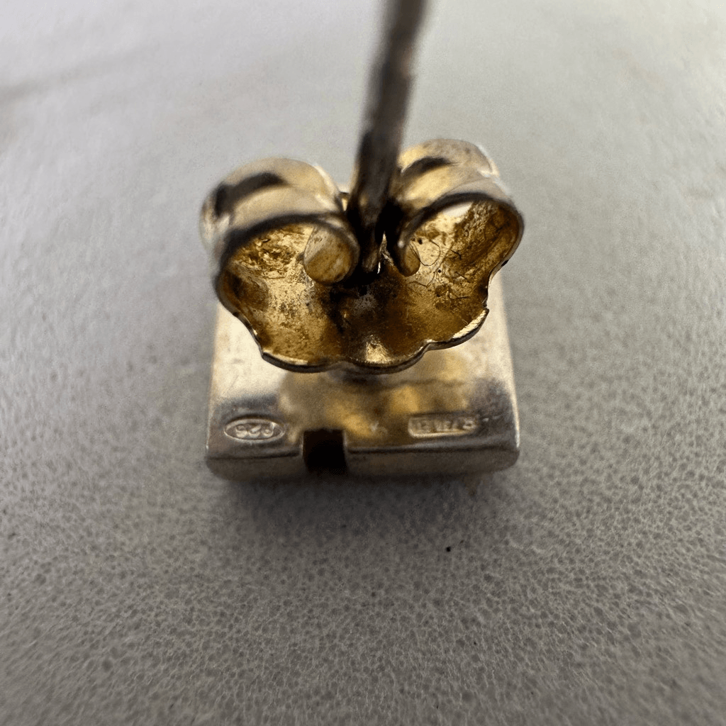 Gucci Vintage G Logo Sterling Silver Pierced Earrings