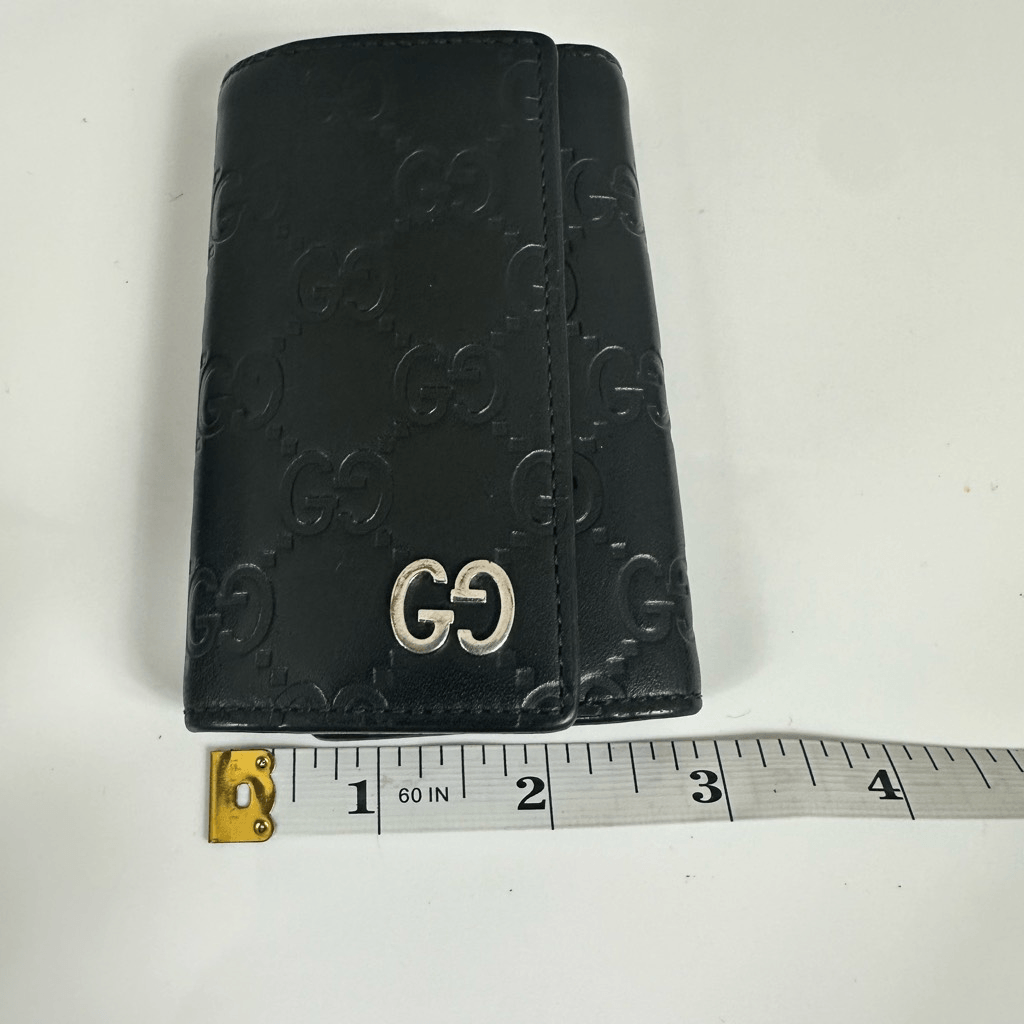 Gucci GG Guccissima Leather 6 Key Case Black