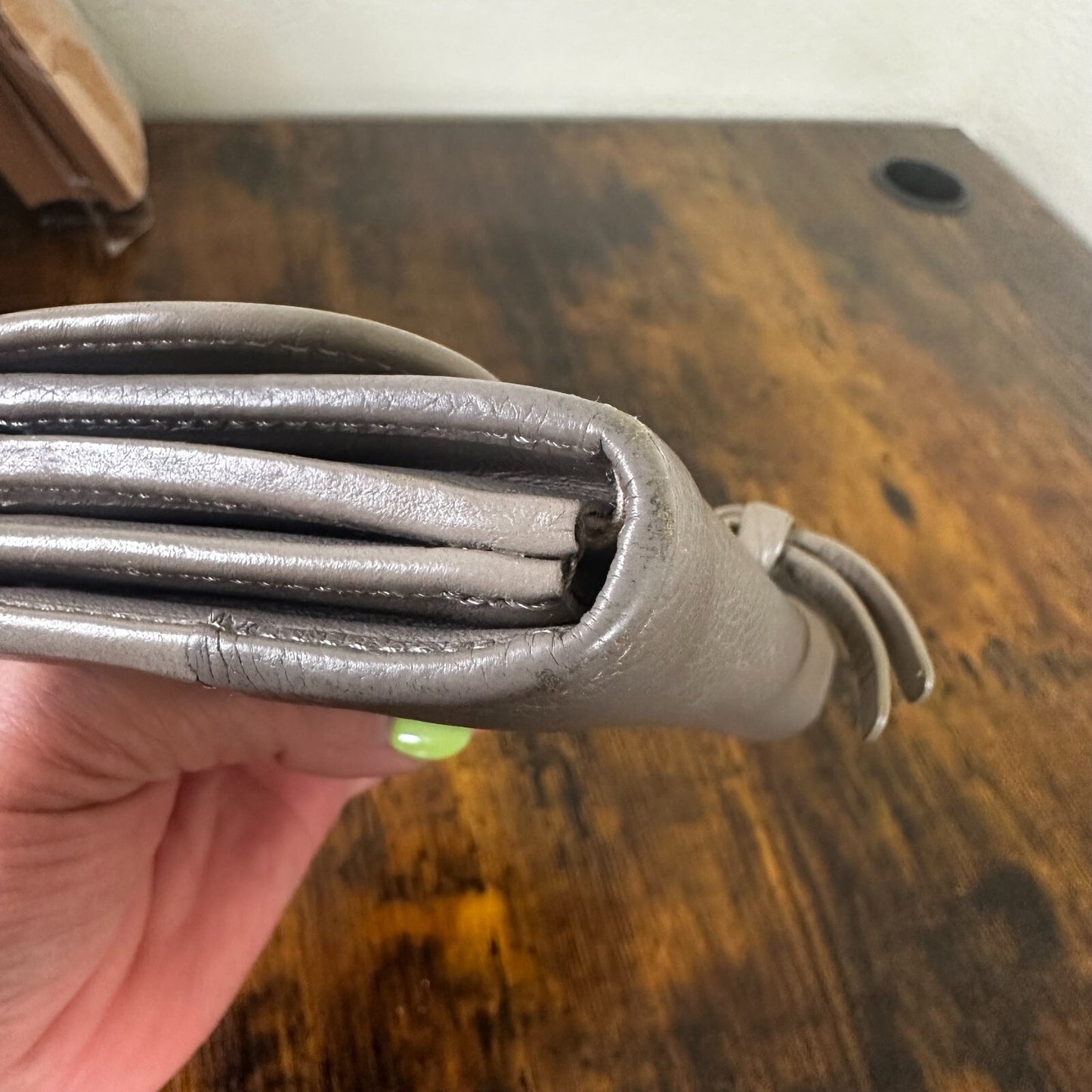 Chloe Indy Long Wallet With Flap Gray Leather