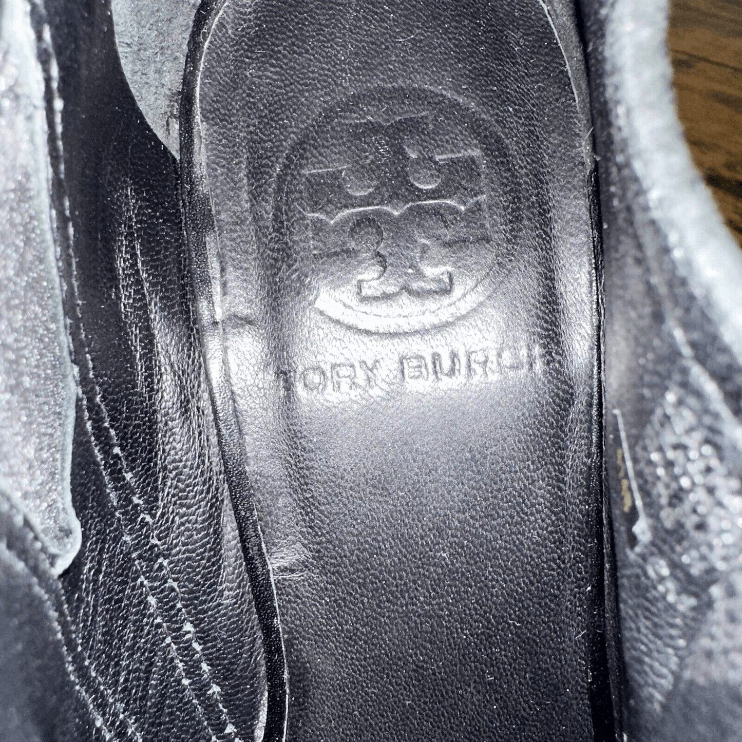 Tory Burch Gabrielle Buckle Suede Black Wedge Booties Size 6