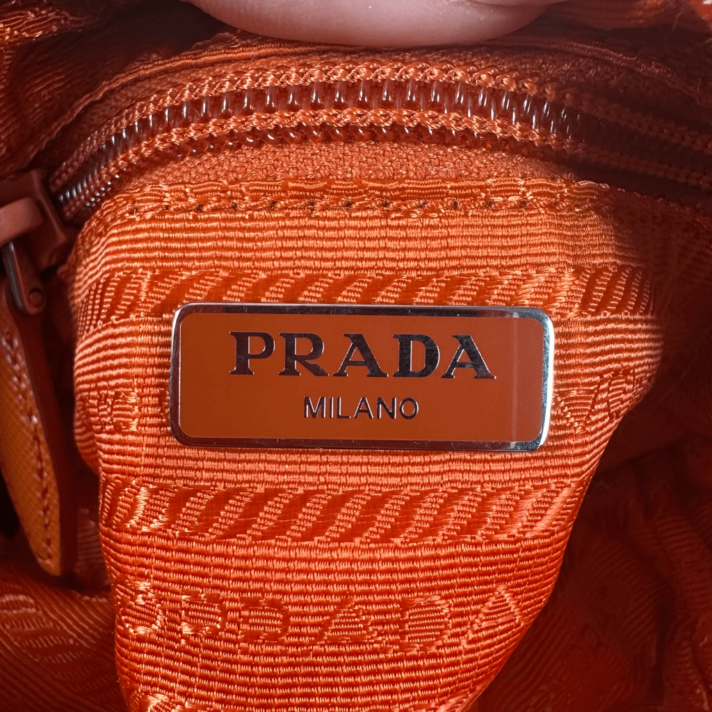 Prada Tessuto Nylon Wristlet Pouch Bag Orange Sombreros Cactus Colorful Festive