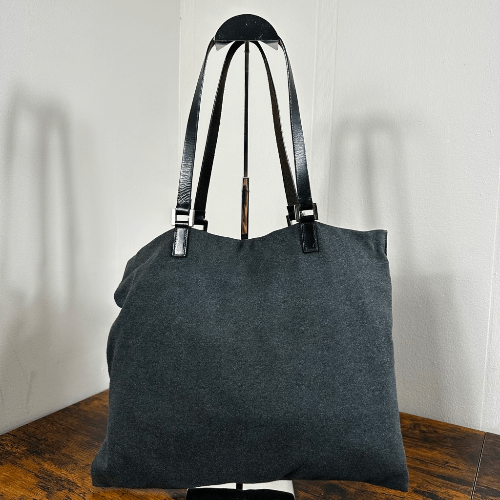FENDI FF Vintage Jersey Tote Bag Gray