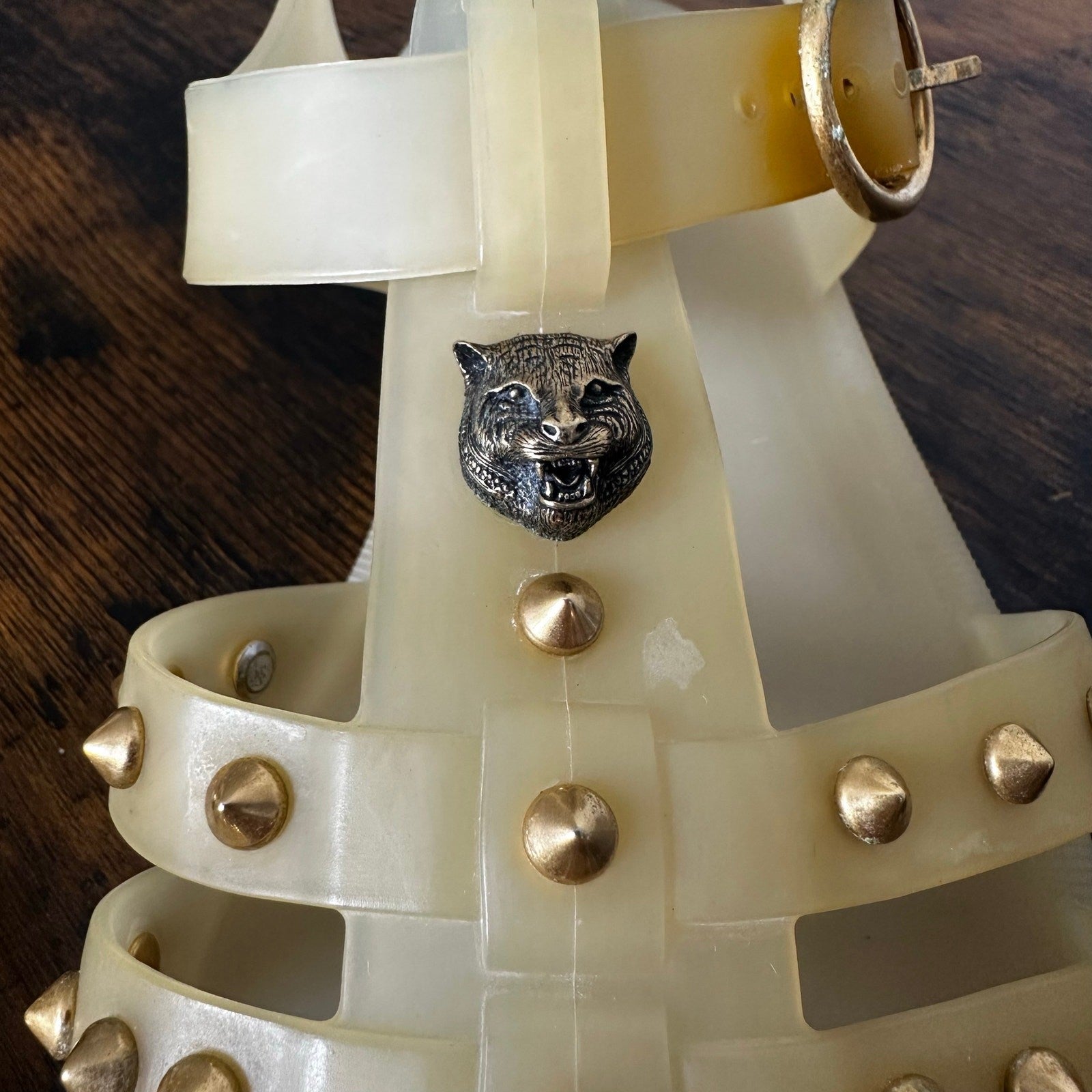 Gucci Tiger Men's Jelly Gladiator Sandals Shoes Studded Size 8 Authenticated