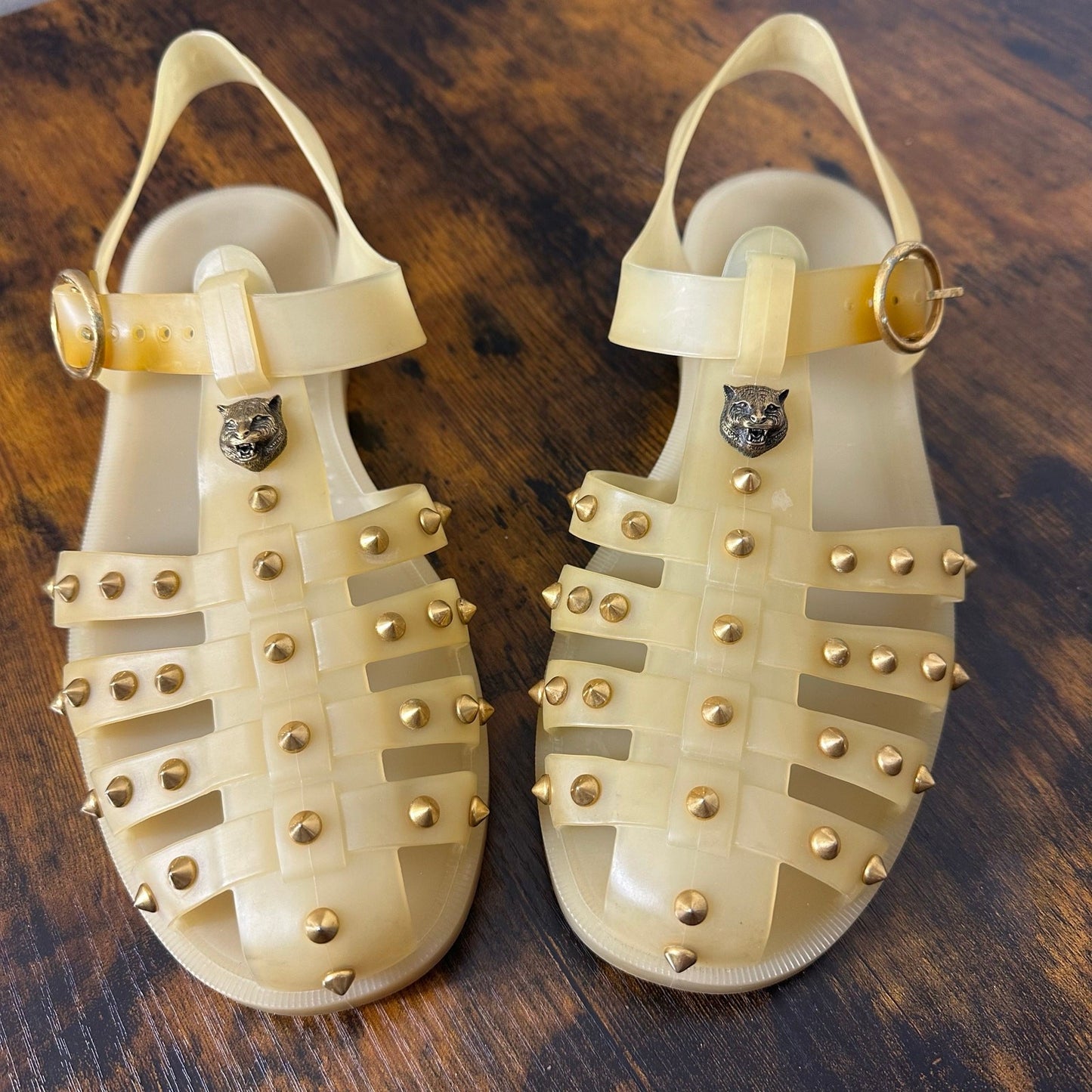 Gucci Tiger Men's Jelly Gladiator Sandals Shoes Studded Size 8 Authenticated