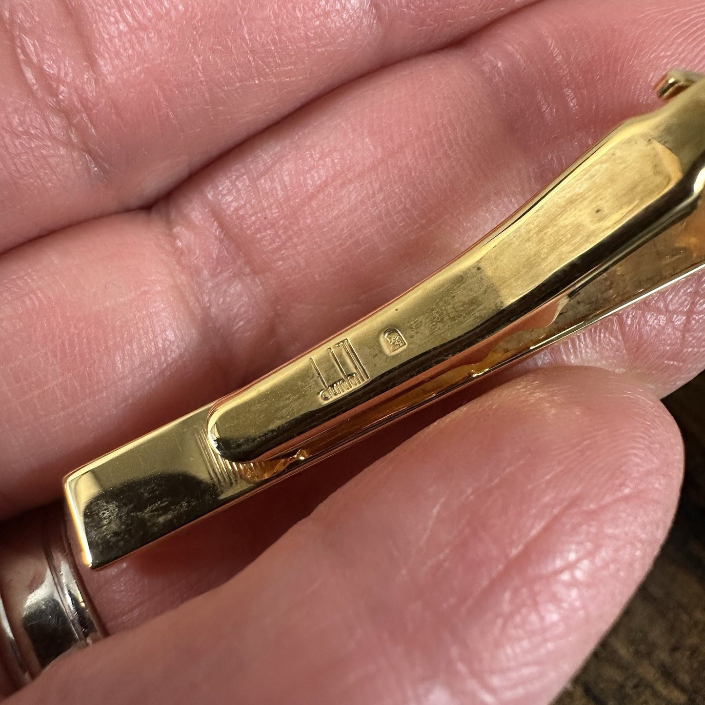 Dunhill Vintage Gold Plated Cufflinks & Tie Clip Set With Box