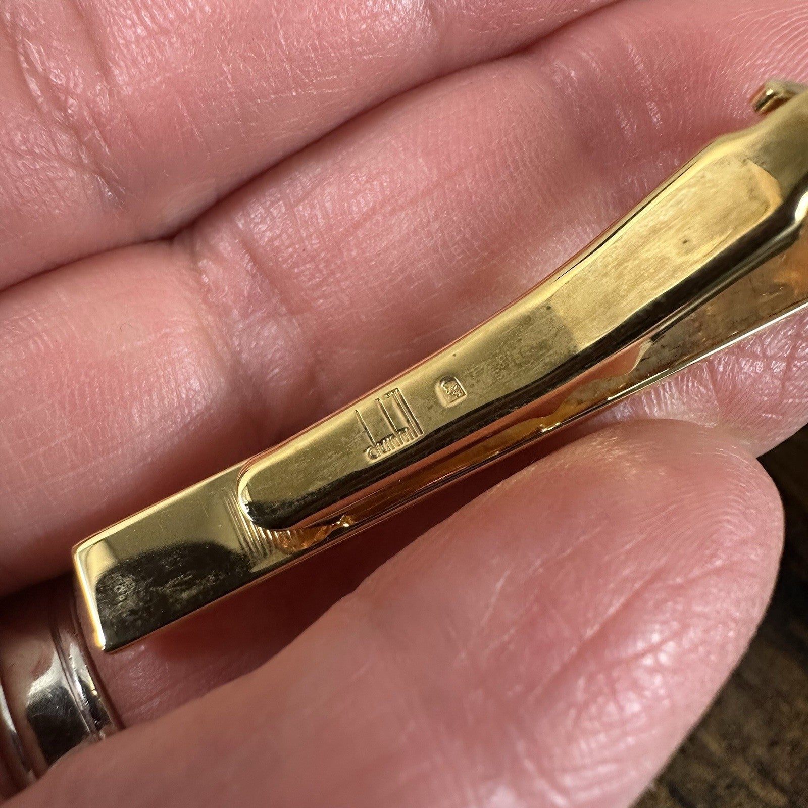 Dunhill Vintage Gold Plated Cufflinks & Tie Clip Set With Box