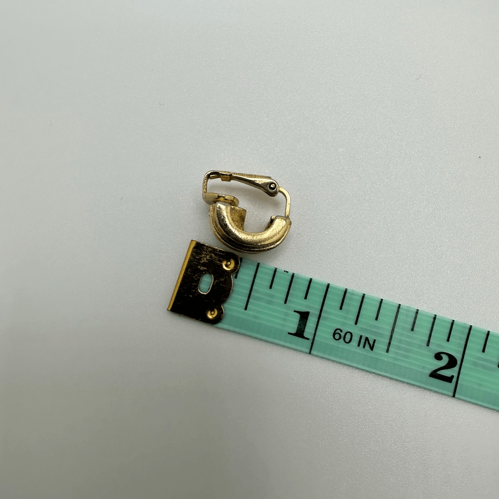 Christian Dior Gold Tone Rhinestone Small Half Hoop Clip On Earrings Vintage