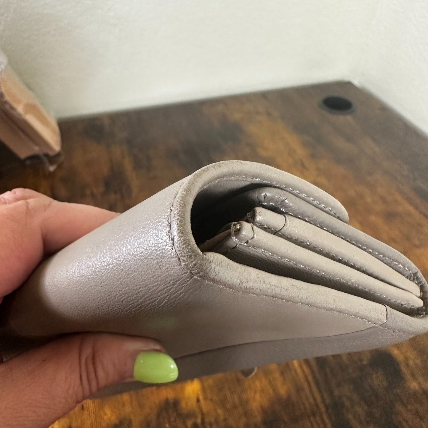 Chloe Indy Long Wallet With Flap Gray Leather