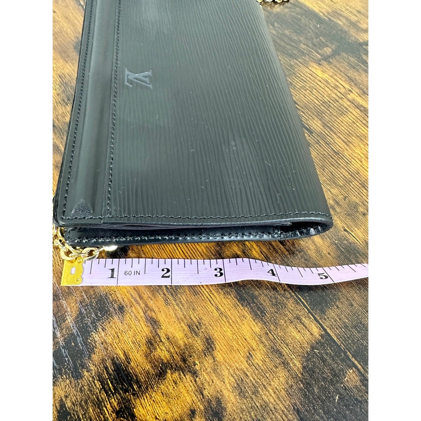 Louis Vuitton Epi Leather Belt Waist Bag Black Gold Chain Shoulder Bag