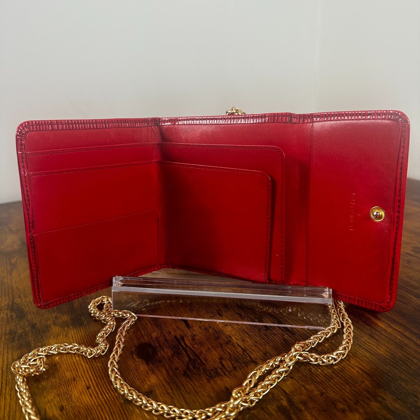 Louis Vuitton Red Epi Leather Vintage Wallet Padlock Gold Hardware Women