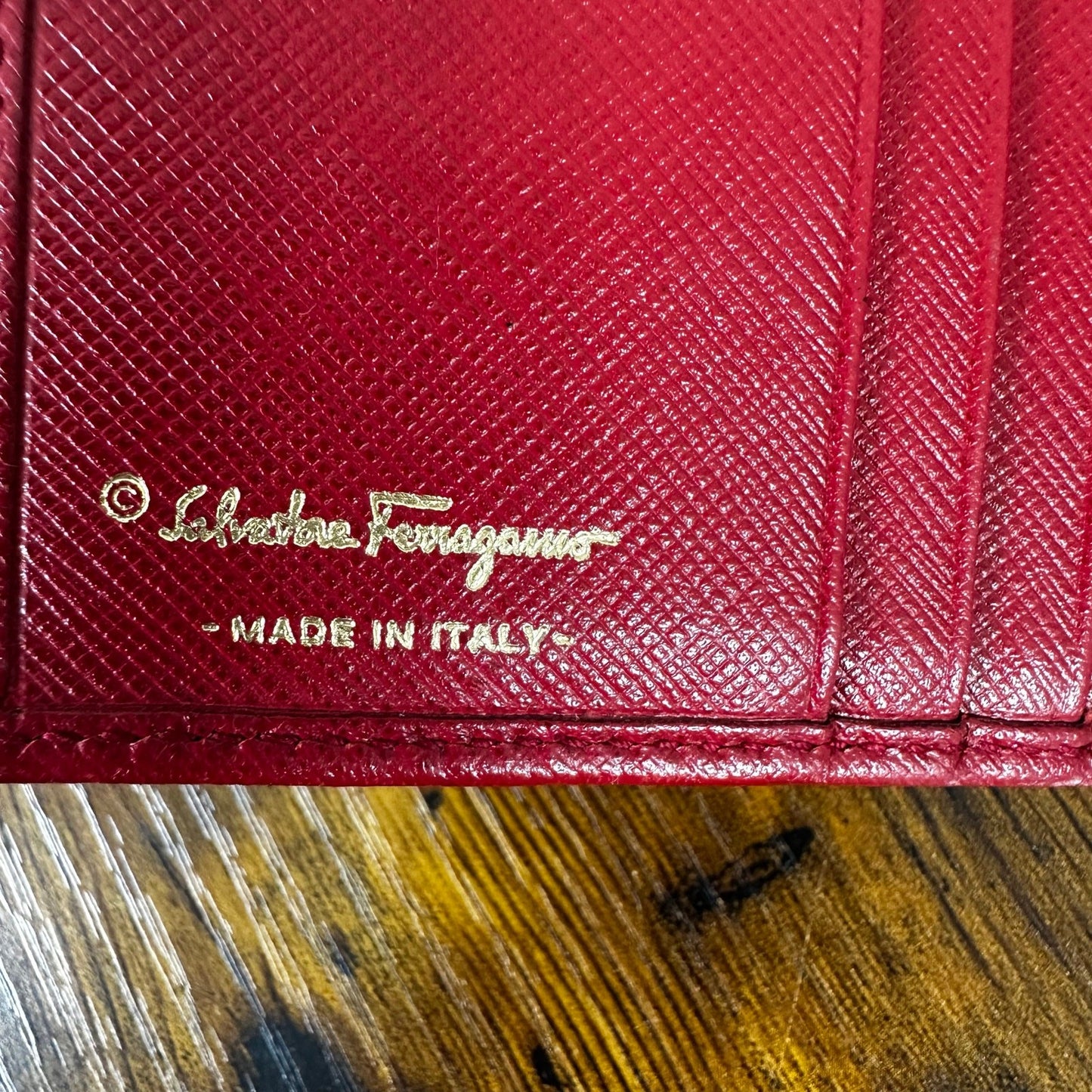 Rare Salvatore Ferragamo "Love" Compact Wallet Red Leather