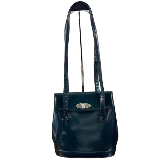 Gianni Versace Medusa Teal Patent Leather Shoulder Bag Vintage Authentic