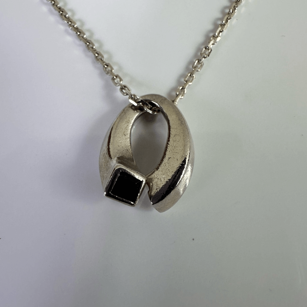 Gucci Purple Stone Pendant Necklace Sterling Silver Vintage