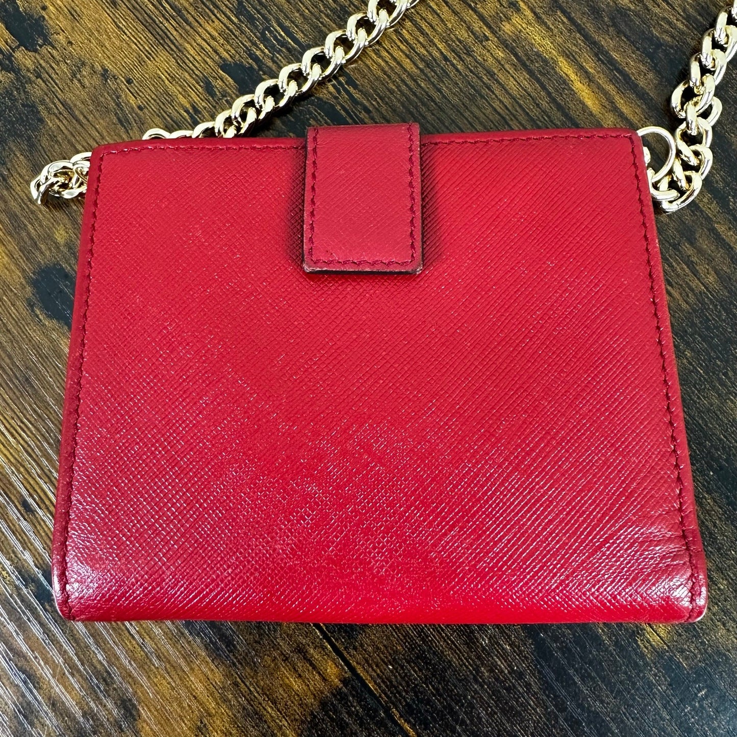 Rare Salvatore Ferragamo "Love" Compact Wallet Red Leather
